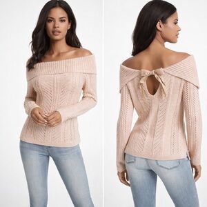 White House Black Market Light Pink Off-Shoulder Sweater